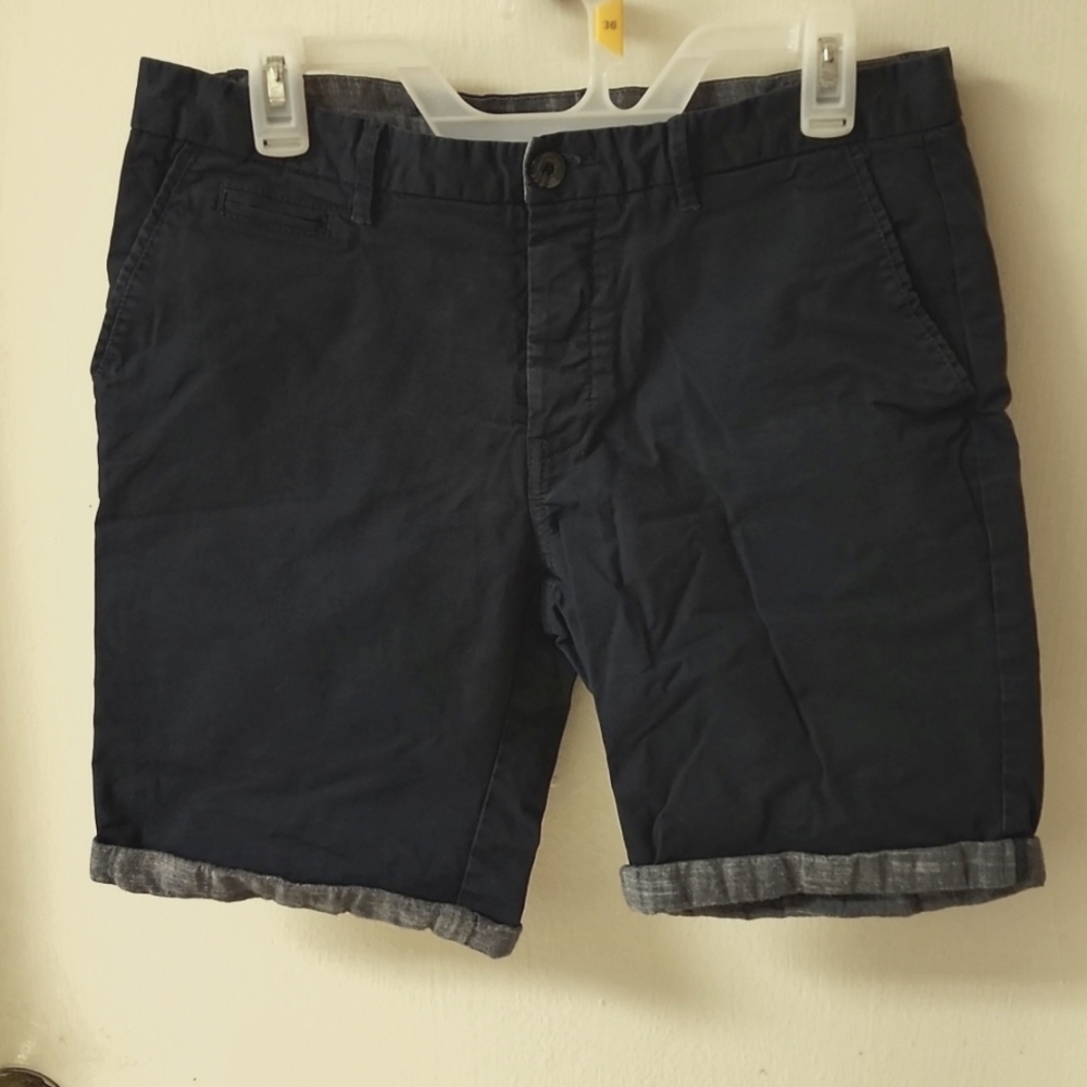 Men's Denim&Co. Navy Blue Shorts Button Closure With Pockets